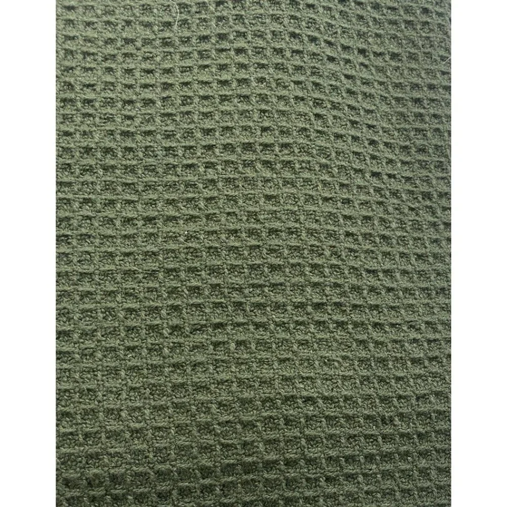 Arhaus Home Luxury Waffle Knit Blanket Throw Cover Quilt Dark Green Cotton 50x60 - Picture 3 of 6